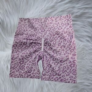 Pink Leopard Print Biker Shorts